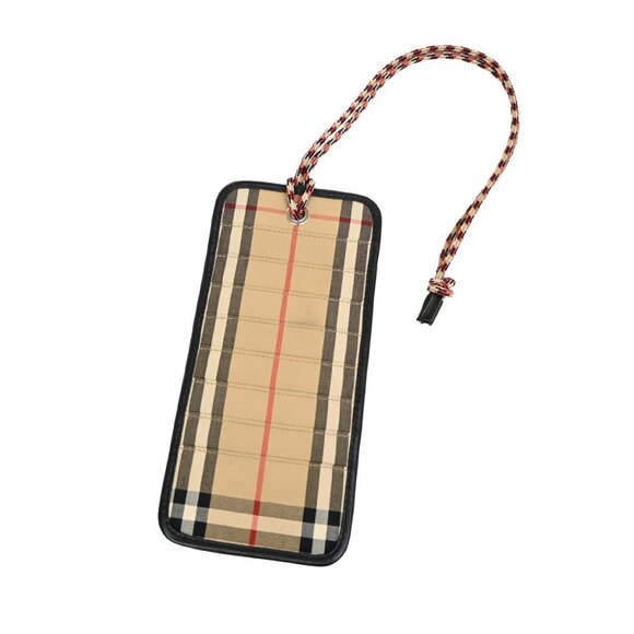 BURBERRY Logo Check Card Case Holder Canvas Leather Brown Black Italy 67KB292 - Picture 2 of 13